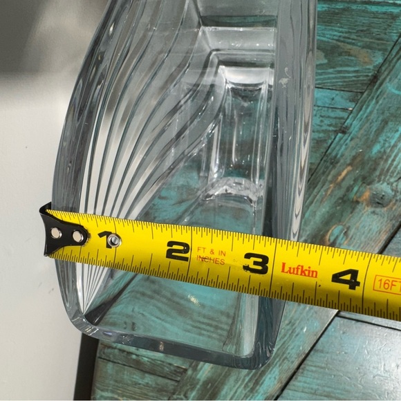 70s Art Deco Style Fluted Fan Shaped Heavy Crystal Vase French Art Vannes Style - Picture 4 of 13